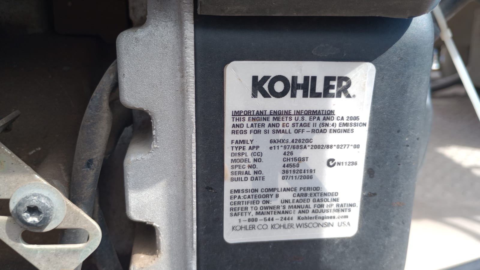 GENERADOR KOHLER CH15GST